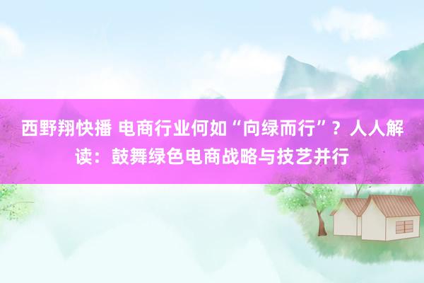 西野翔快播 电商行业何如“向绿而行”？人人解读：鼓舞绿色电商战略与技艺并行