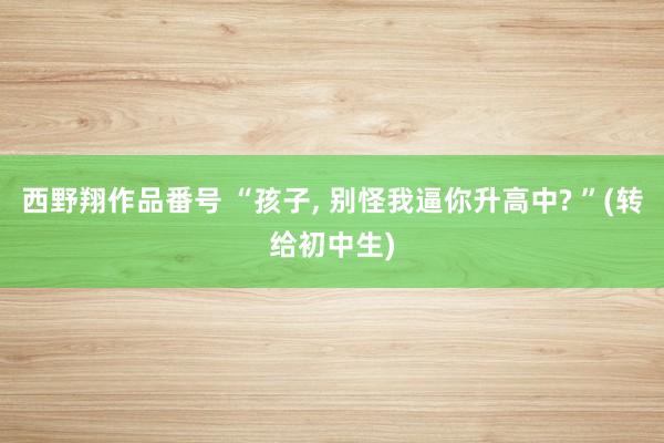 西野翔作品番号 “孩子， 别怪我逼你升高中? ”(转给初中生)