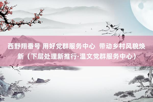 西野翔番号 用好党群服务中心  带动乡村风貌焕新（下层处理新推行·温文党群服务中心）