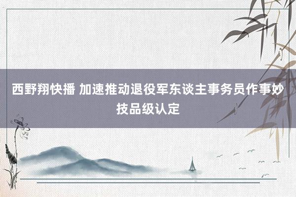 西野翔快播 加速推动退役军东谈主事务员作事妙技品级认定