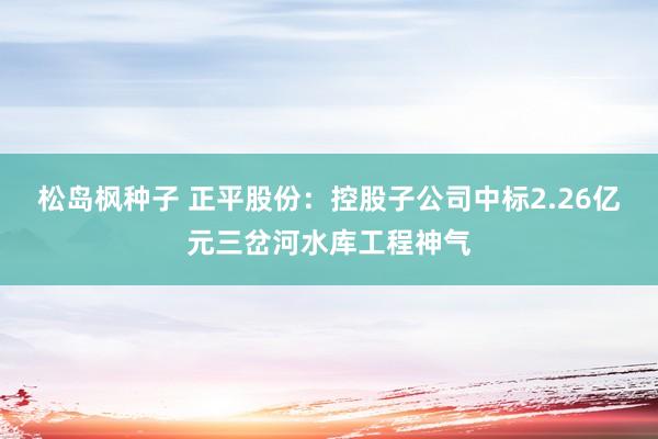 松岛枫种子 正平股份：控股子公司中标2.26亿元三岔河水库工程神气