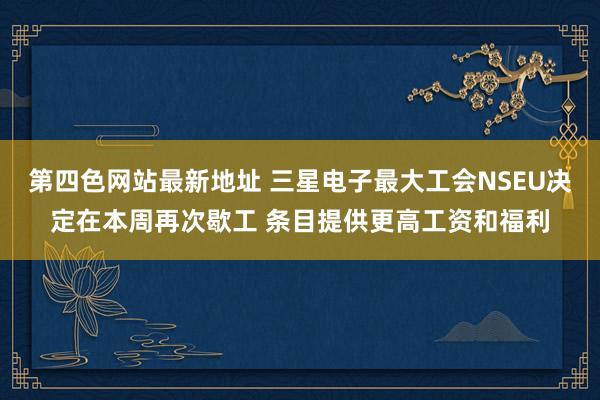 第四色网站最新地址 三星电子最大工会NSEU决定在本周再次歇工 条目提供更高工资和福利